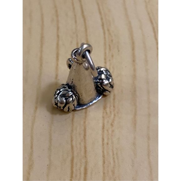 Megaphone with Pom Poms Sterling Silver Jewelry Charm #cheer #sports - Picture 1 of 3